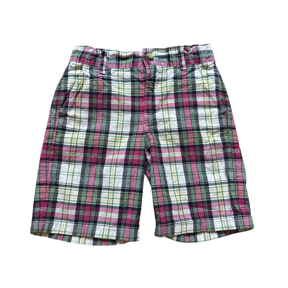 Janie and Jack Plaid Shorts Kids Pink Excellent‎ Cotton Chino SIZE 3